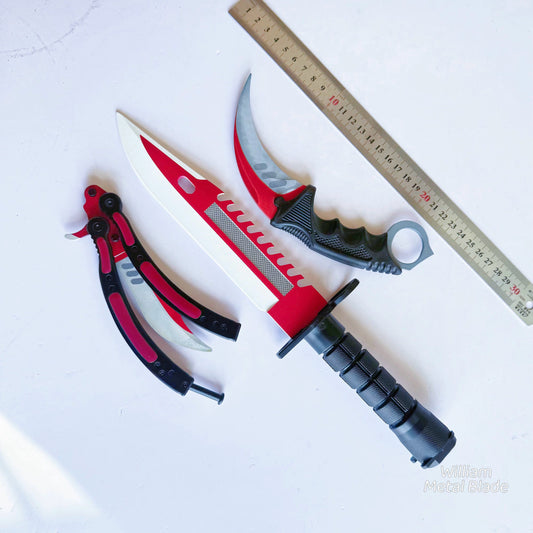 GO Game Autotronic Balisong & Knife 3 In 1 Pack