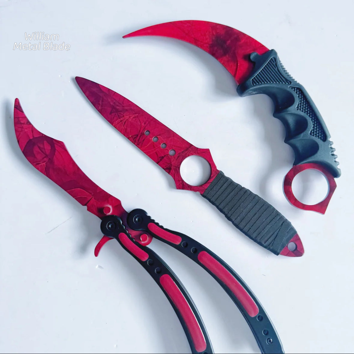 GO Game Gamma Doppler Red Balisong & Knife 3 In 1 Pack