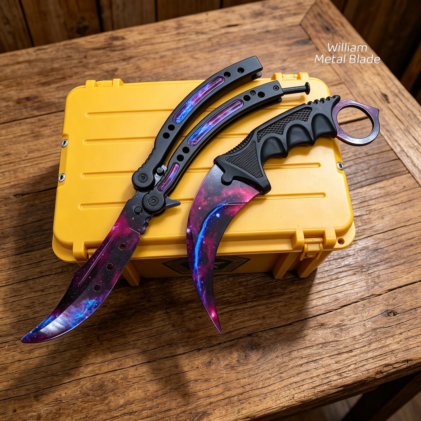 Galaxy Skin Karambit Trainer & Balisong Knife Gift Case