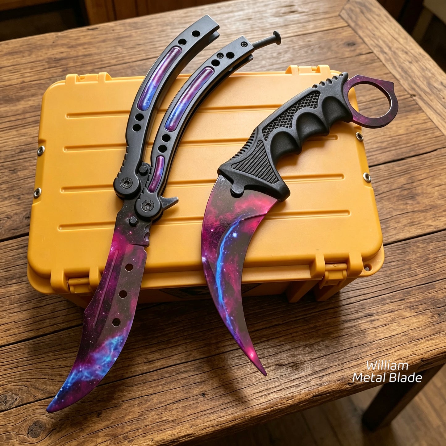 Galaxy Skin Karambit Trainer & Balisong Knife Gift Case