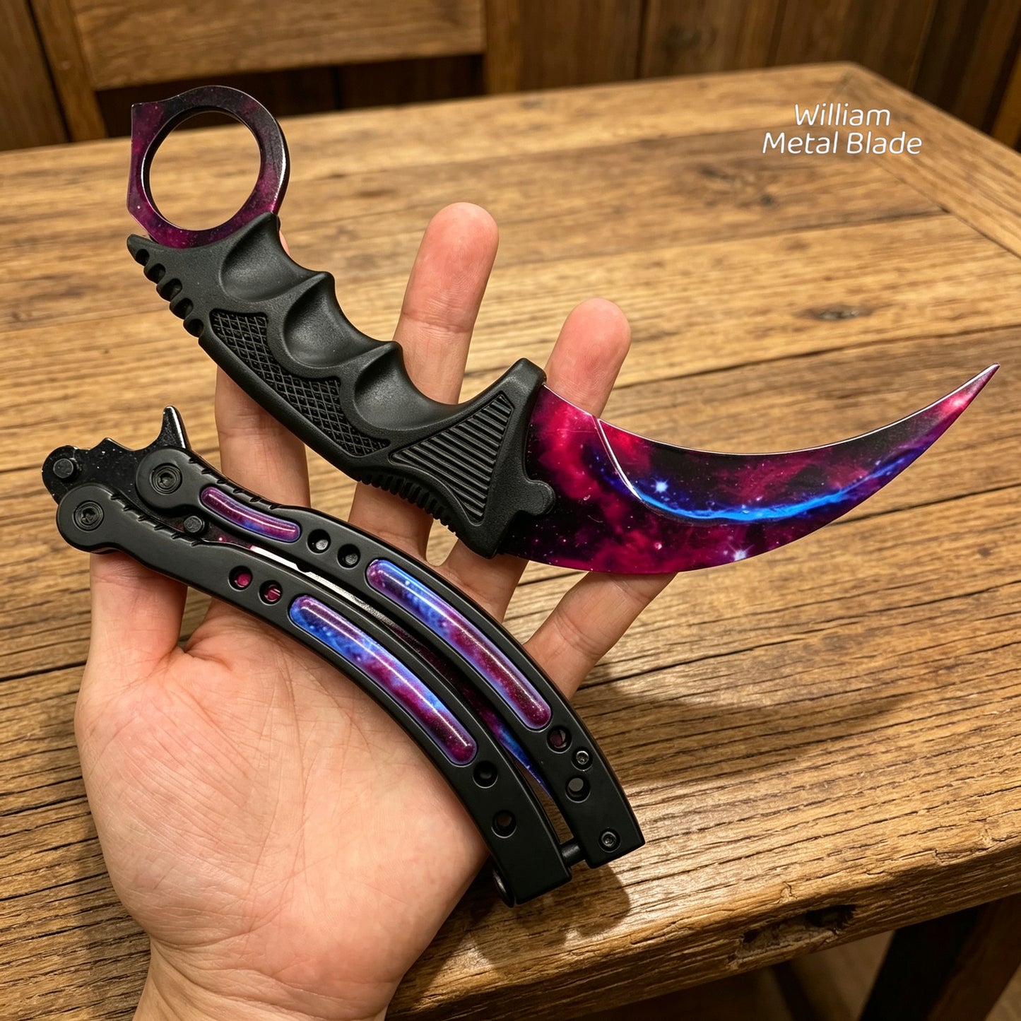 Galaxy Skin Karambit Trainer & Balisong Knife Gift Case