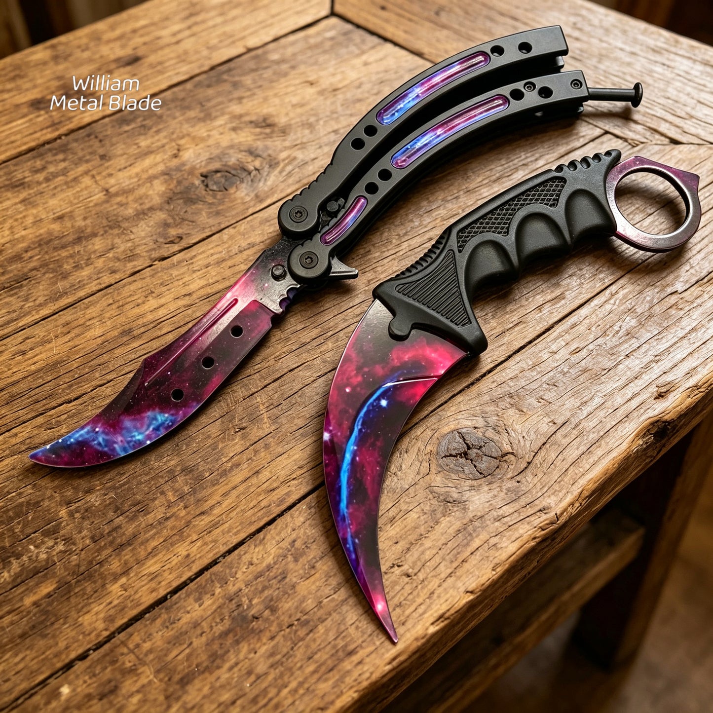 Galaxy Skin Karambit Trainer & Balisong Knife Gift Case