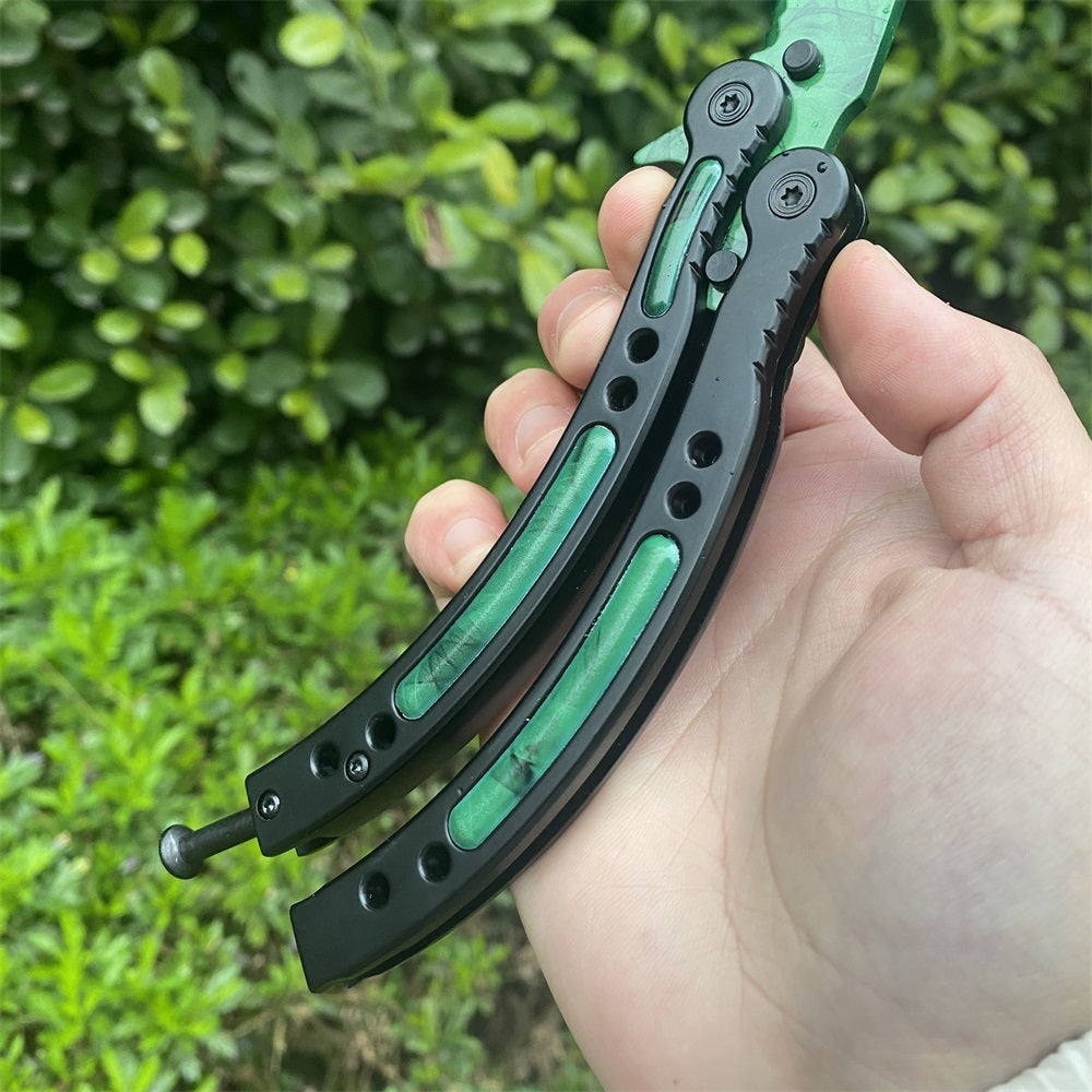 CSGO Gamma Doppler Balisong Blunt Blade Trainer Metal Replica