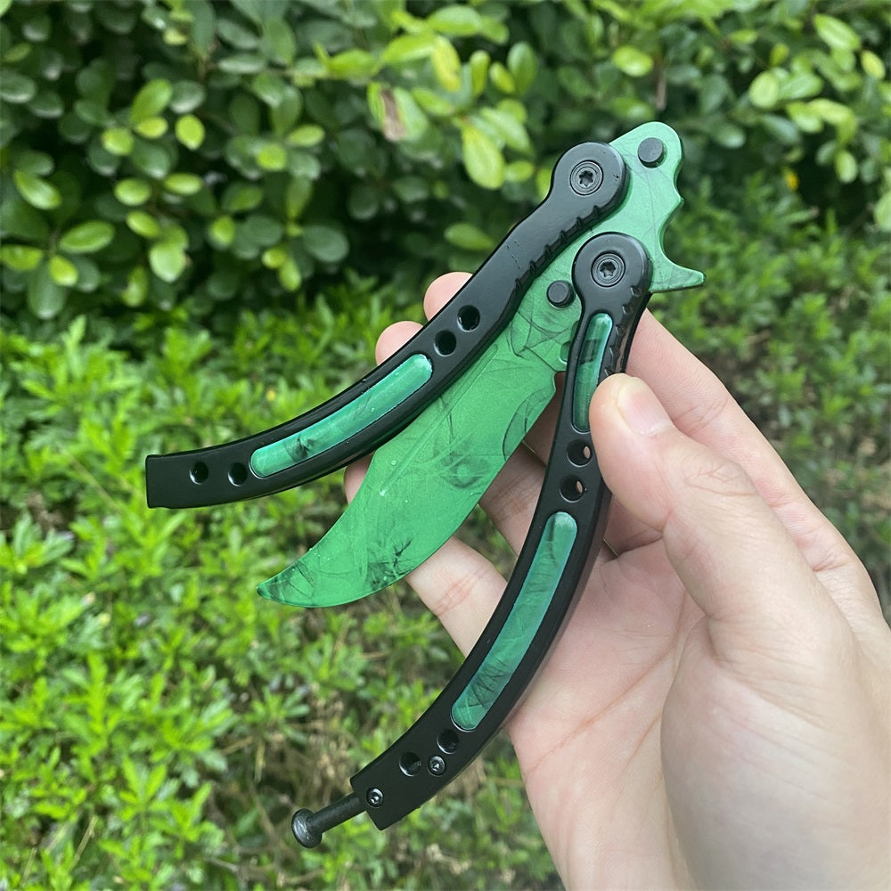 CSGO Gamma Doppler Balisong Blunt Blade Trainer Metal Replica