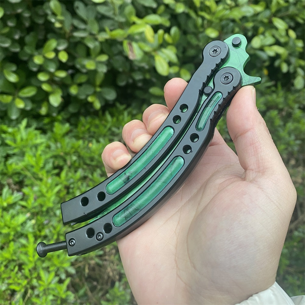 CSGO Gamma Doppler Balisong Blunt Blade Trainer Metal Replica