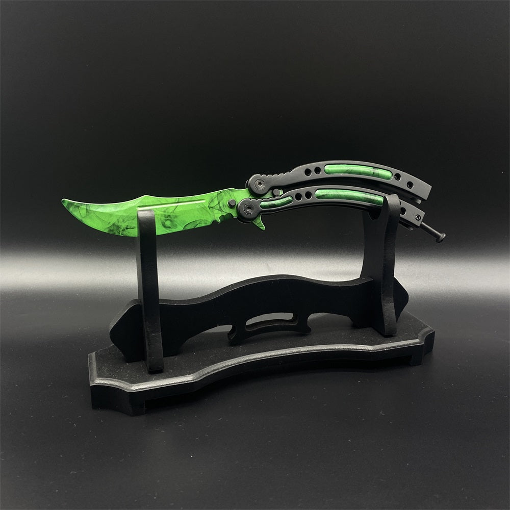 CSGO Gamma Doppler Balisong Blunt Blade Trainer Metal Replica