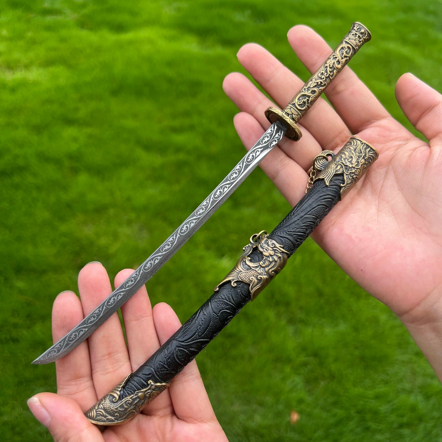Hand-Forged Classic Tang Sword Sword Brass Handle Miniature 27cm/10.6"