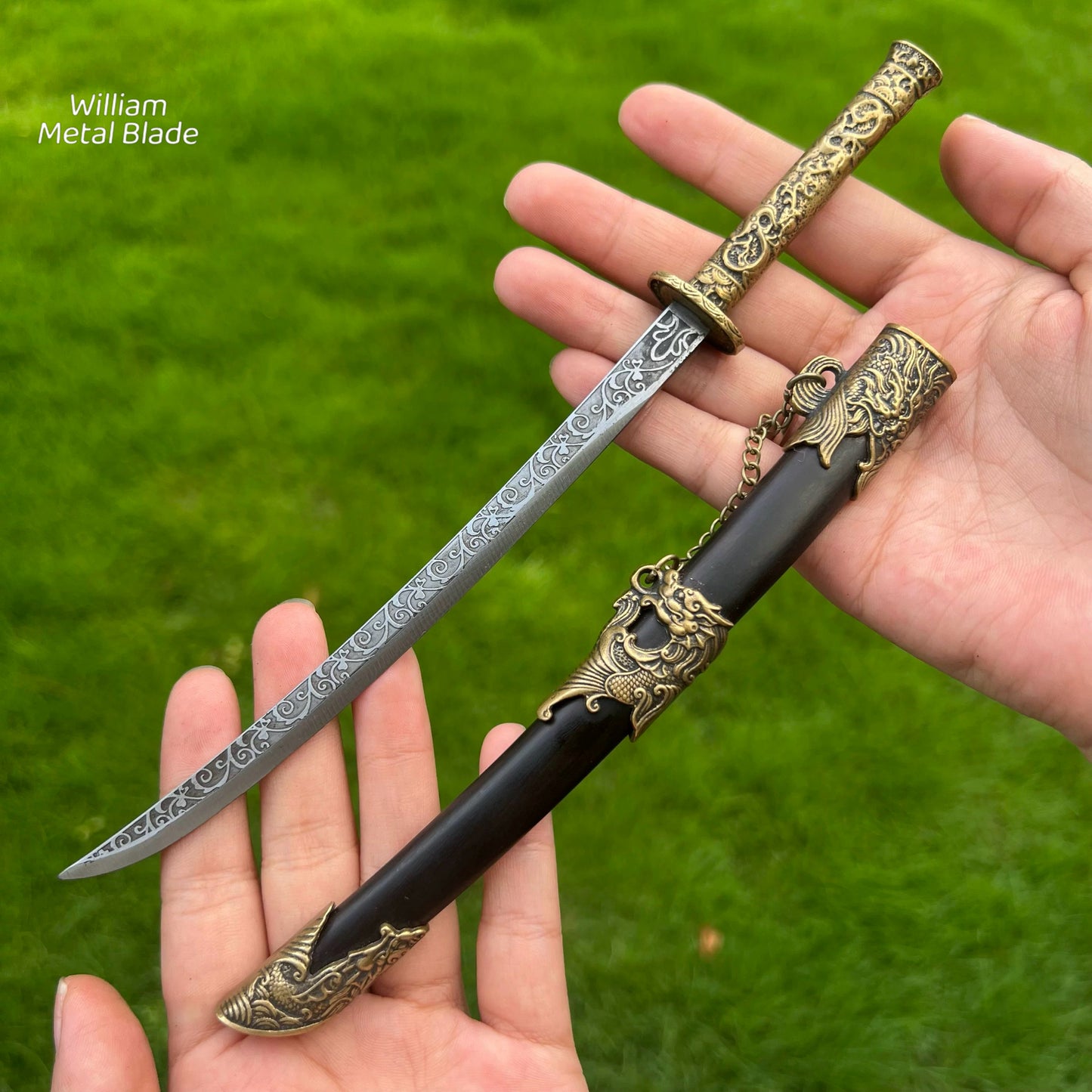 Hand-Forged Classic Tang Sword Sword Brass Handle Miniature 27cm/10.6"