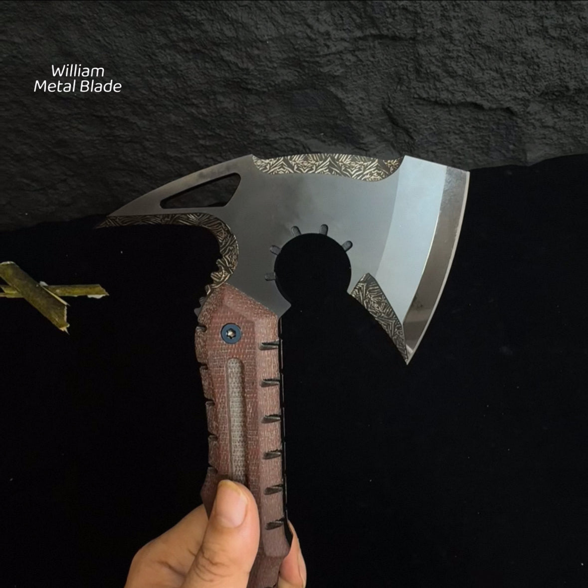 Handmade DC53 Steel Liquid Mirror Surface Re9 Leon Tactical Axe Full Scale 13.7"