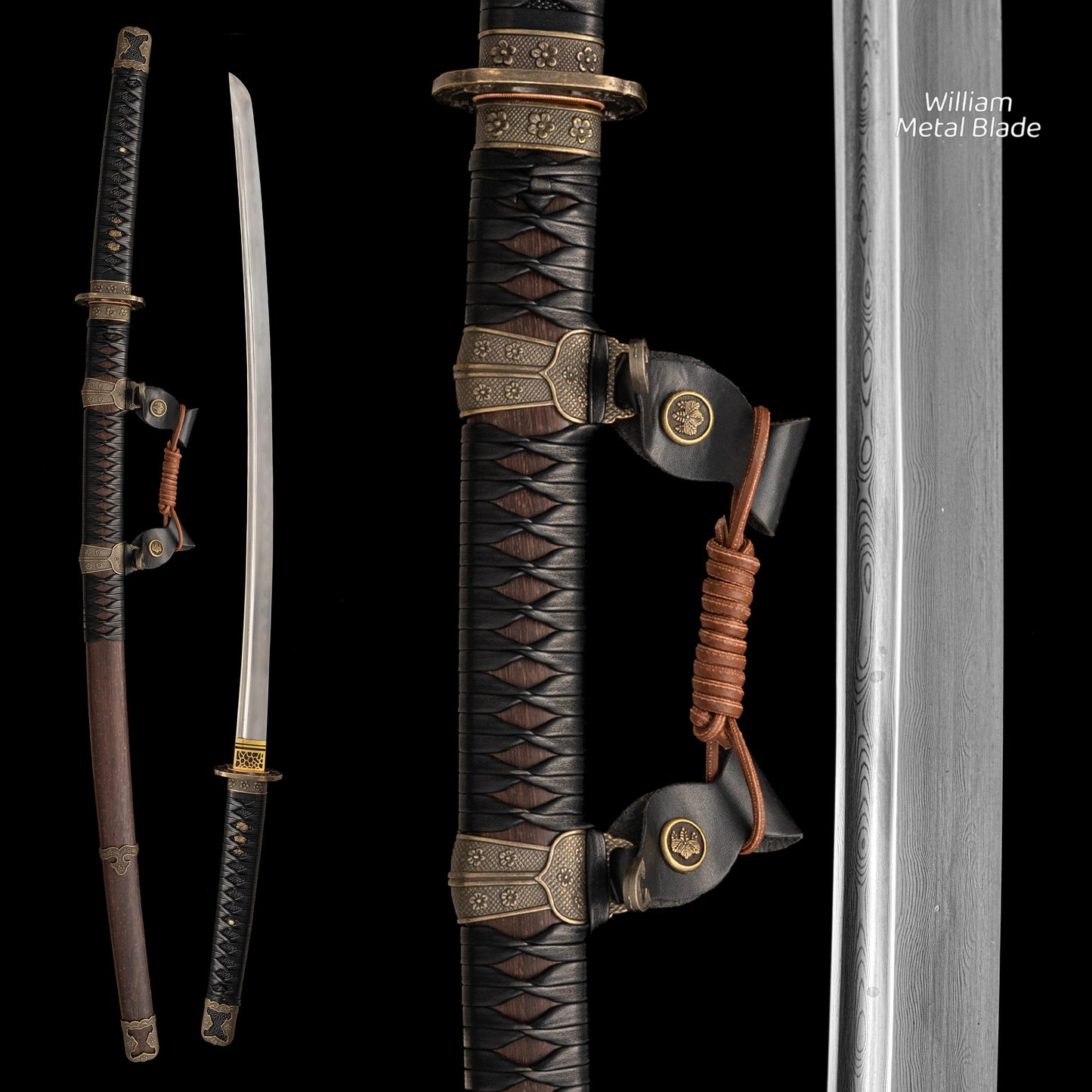 102cm/40.6" Saber Japanese Sword Carbon Steel Clay Tempered Sakura Pattern Sharp Handmade Full Tang Samurai Katana