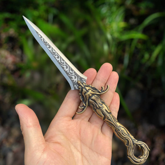 Brass Dragon Tea Knife Hand Forged Short Sword Letter Opener