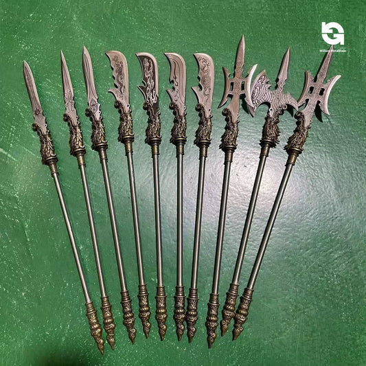 42CM/16.5'' Hand-Forged Long-Handle Weapon Spike Hook Spear Dragon Great Sword Massive Sword