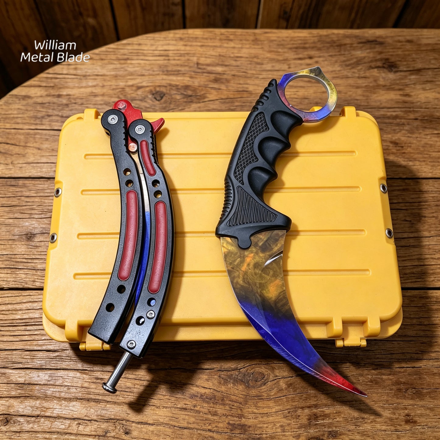 Marble Fade Skin Karambit Trainer & Balisong Knife Gift Case