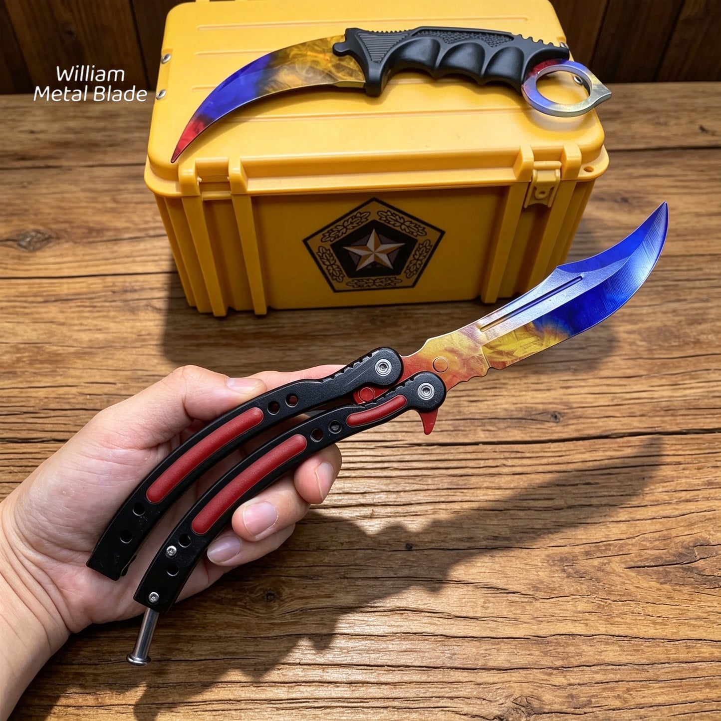 Marble Fade Skin Karambit Trainer & Balisong Knife Gift Case