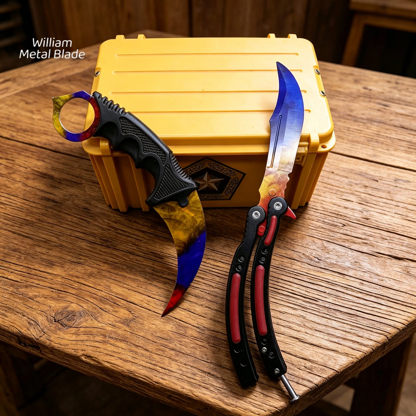 Marble Fade Skin Karambit Trainer & Balisong Knife Gift Case