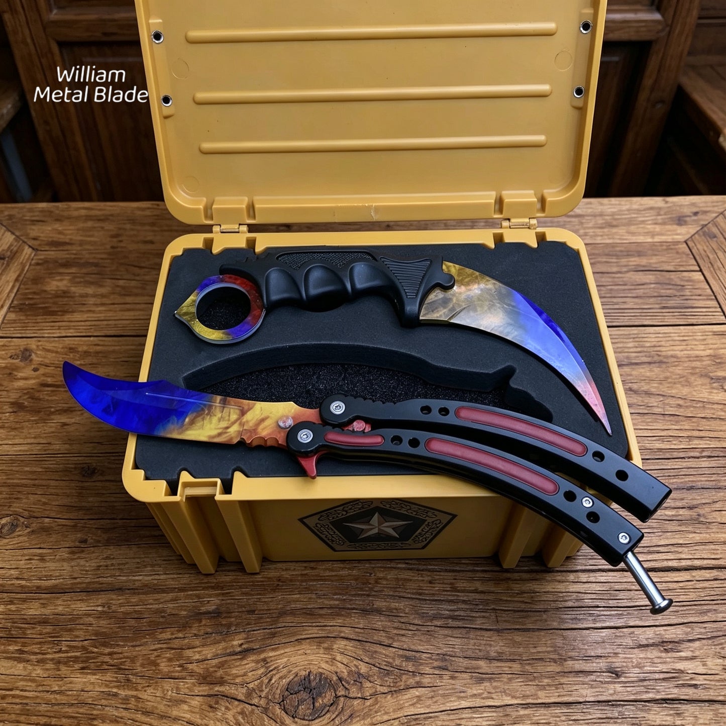 Marble Fade Skin Karambit Trainer & Balisong Knife Gift Case