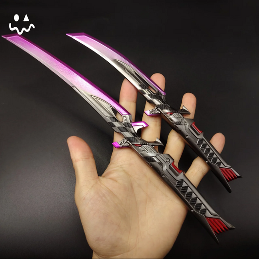 Metal Dual Katana Deadly Duet Replica - Dull Blade Miniature