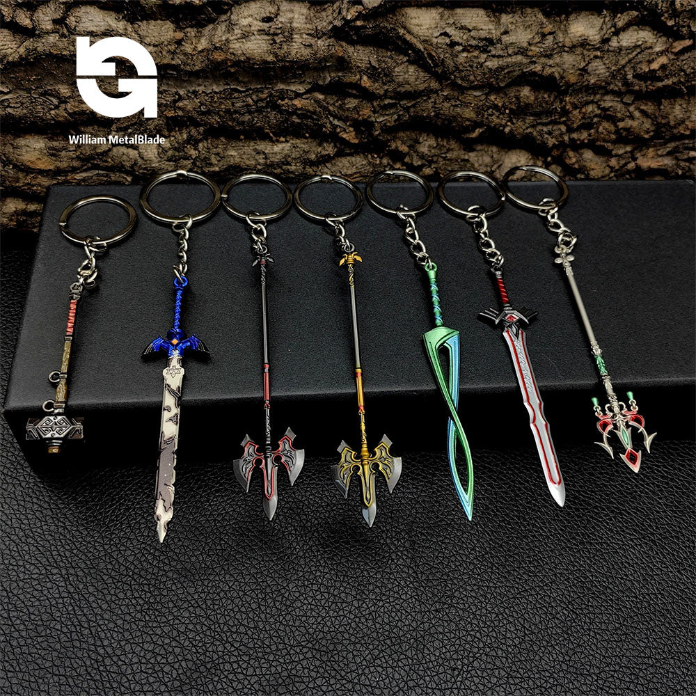 Metal Master Sword Weapon Keychain 7 In 1 Pack