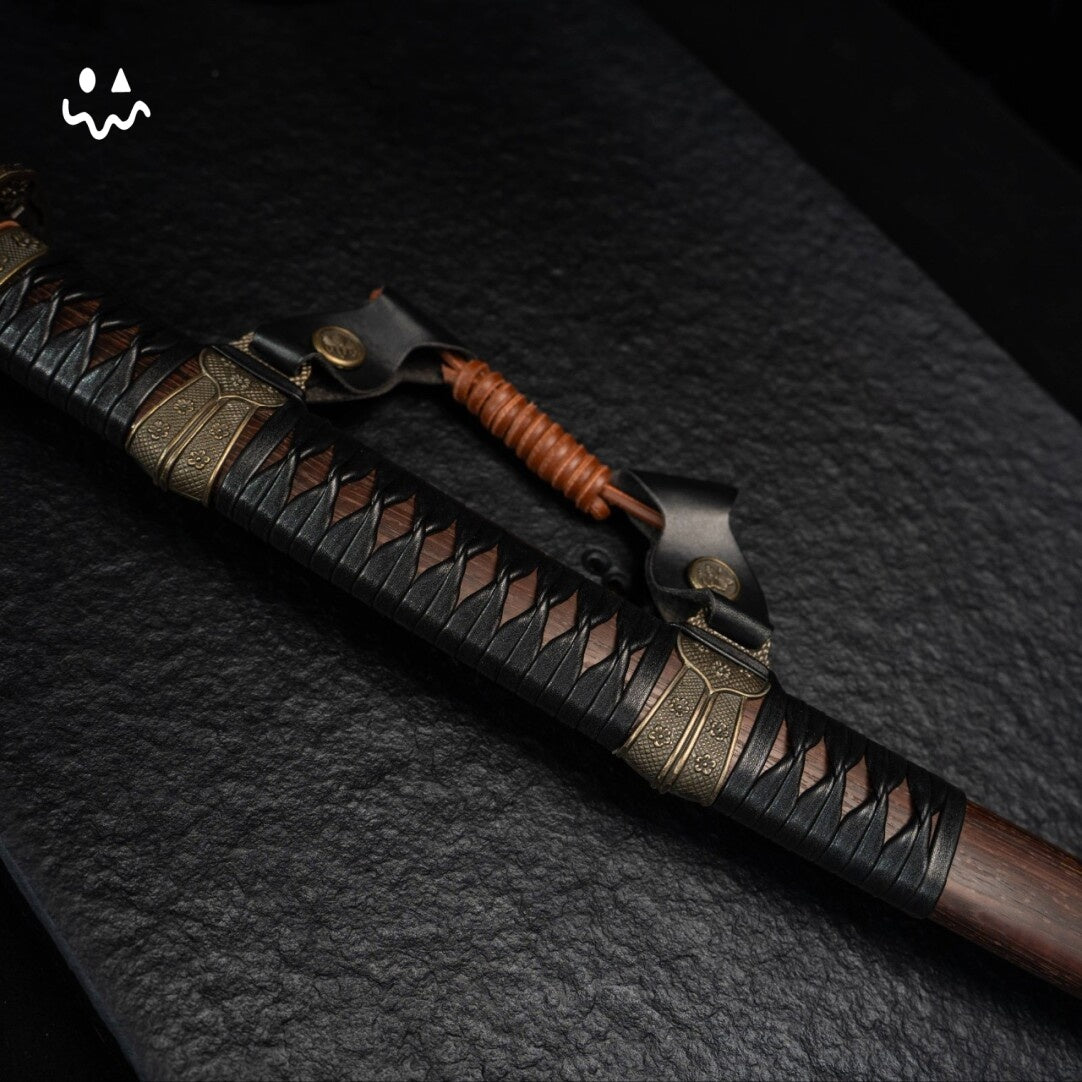 102cm/40.6" Saber Japanese Sword Carbon Steel Clay Tempered Sakura Pattern Sharp Handmade Full Tang Samurai Katana