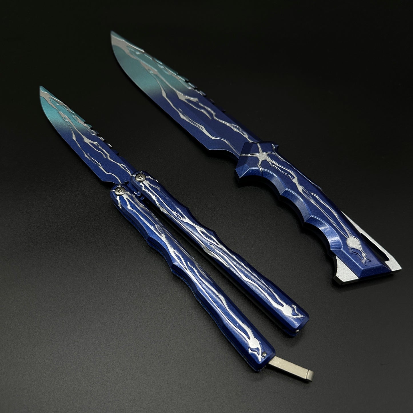 24CM/9.5 Metal Smite Knife Balisong Blunt Blade Butterfly Trainer