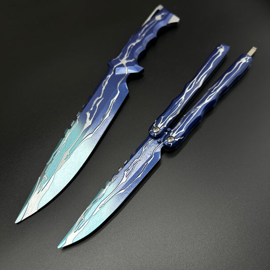 24CM/9.5 Metal Smite Knife Balisong Blunt Blade Butterfly Trainer