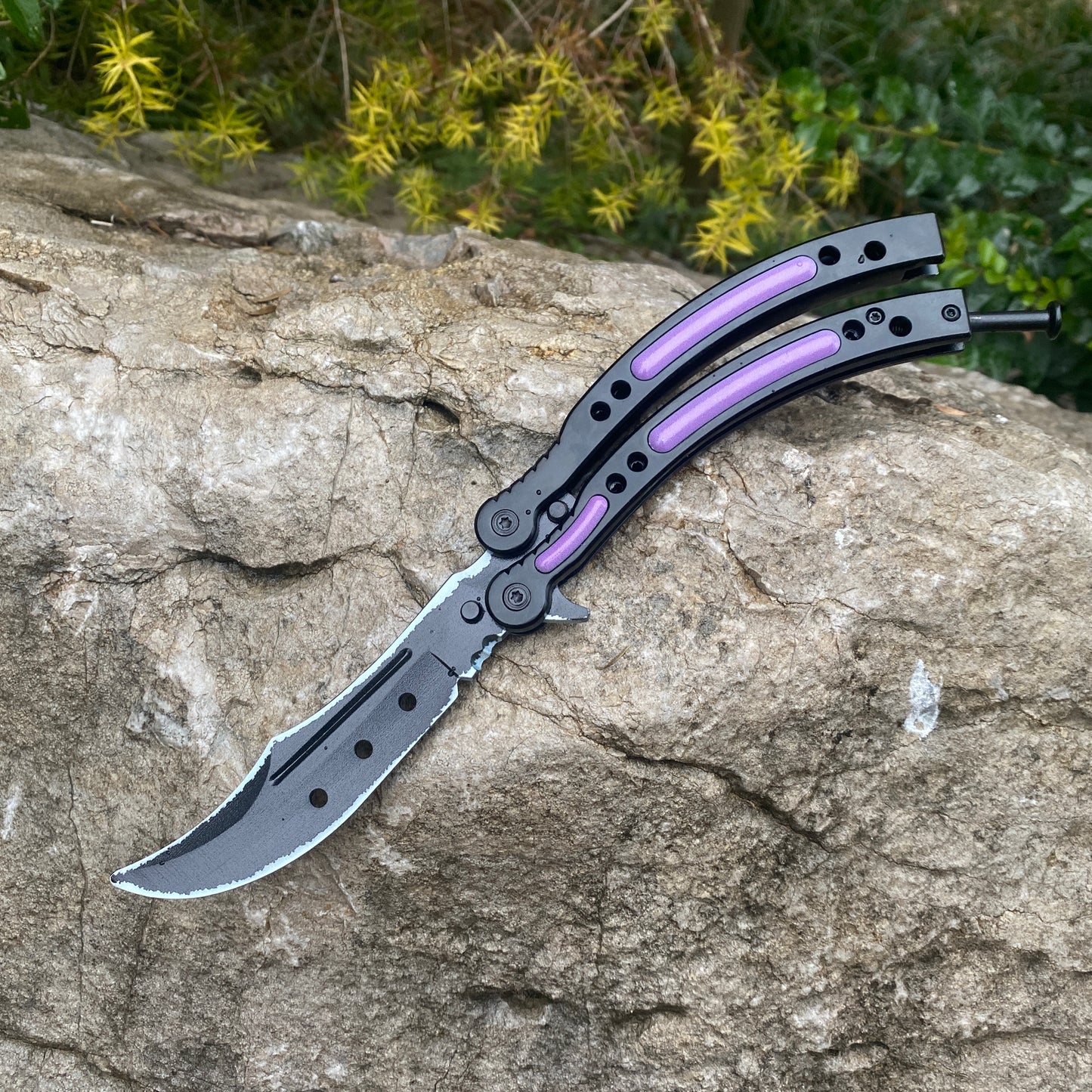 CSGO Ultraviolettmesser Balisong Blunt Blade Trainer Metallreplika