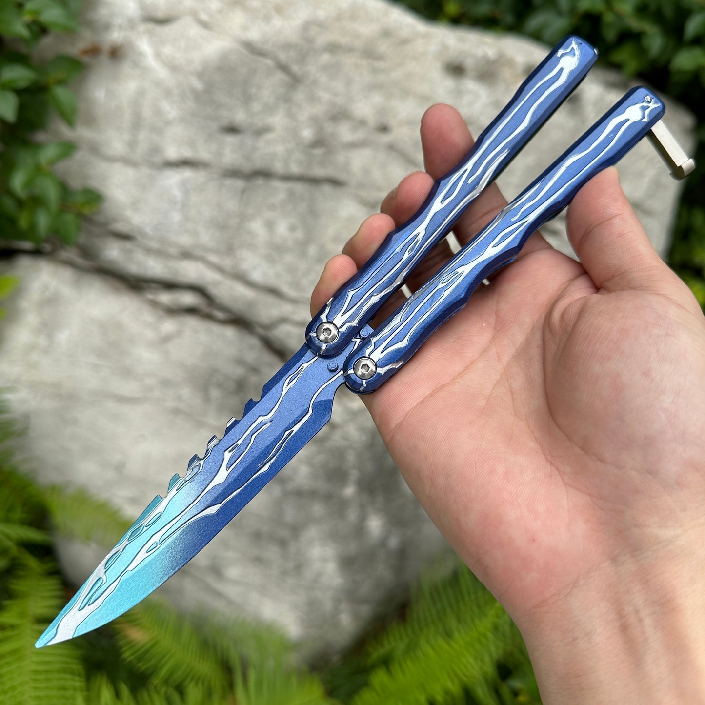 24CM/9.5 Metal Smite Knife Balisong Blunt Blade Butterfly Trainer