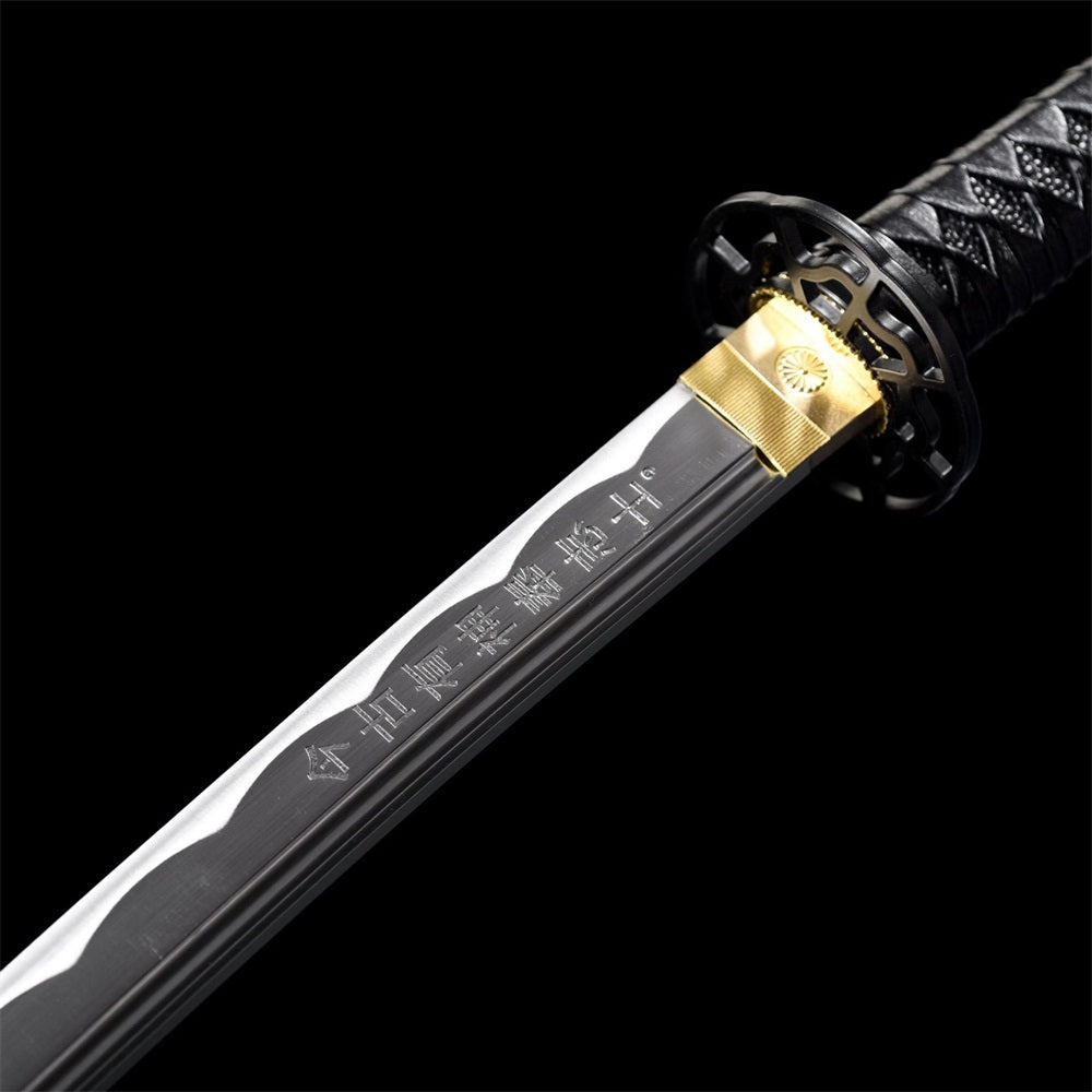 102CM/40.1" Life-size Black Katana Carbon Steel Blunt Blade Metal Sword
