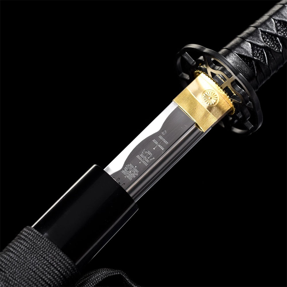 102CM/40.1" Life-size Black Katana Carbon Steel Blunt Blade Metal Sword