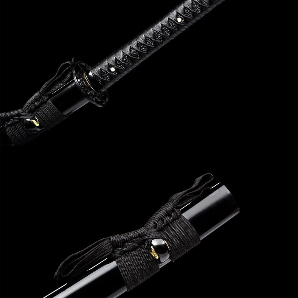 102CM/40.1" Life-size Black Katana Carbon Steel Blunt Blade Metal Sword