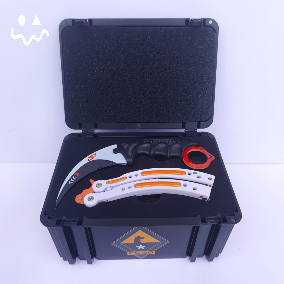 CS Balisong & Karambit Blunt Blade Trainer Metal Replica Black Gift Box