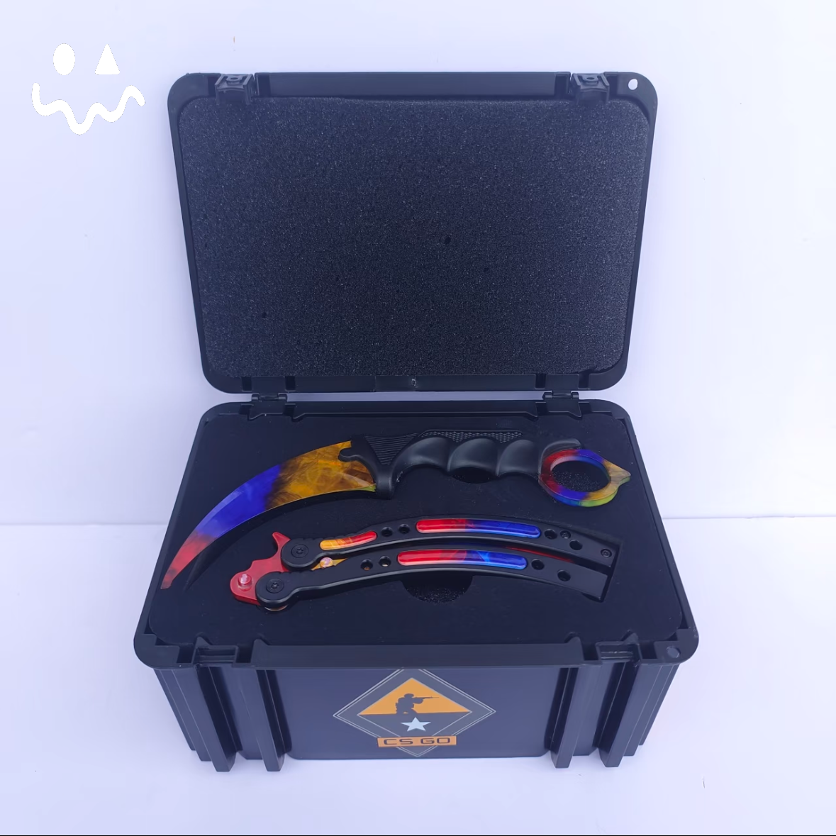 CS Balisong & Karambit Blunt Blade Trainer Metal Replica Black Gift Box