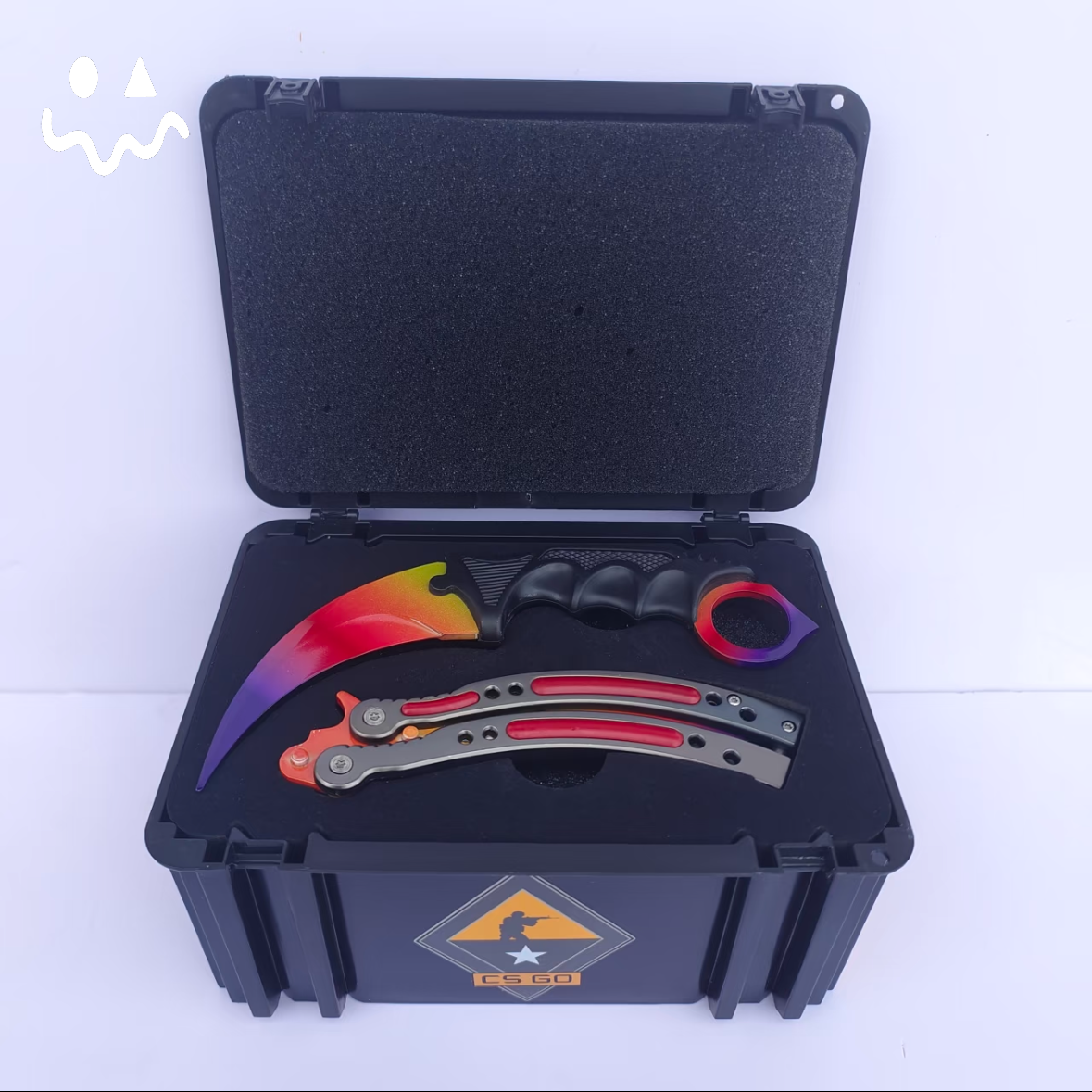 CS Balisong & Karambit Blunt Blade Trainer Metal Replica Black Gift Box