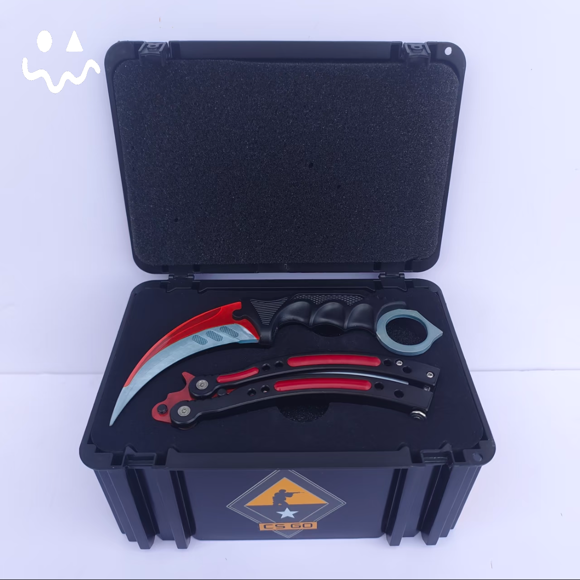 CS Balisong & Karambit Blunt Blade Trainer Metal Replica Black Gift Box