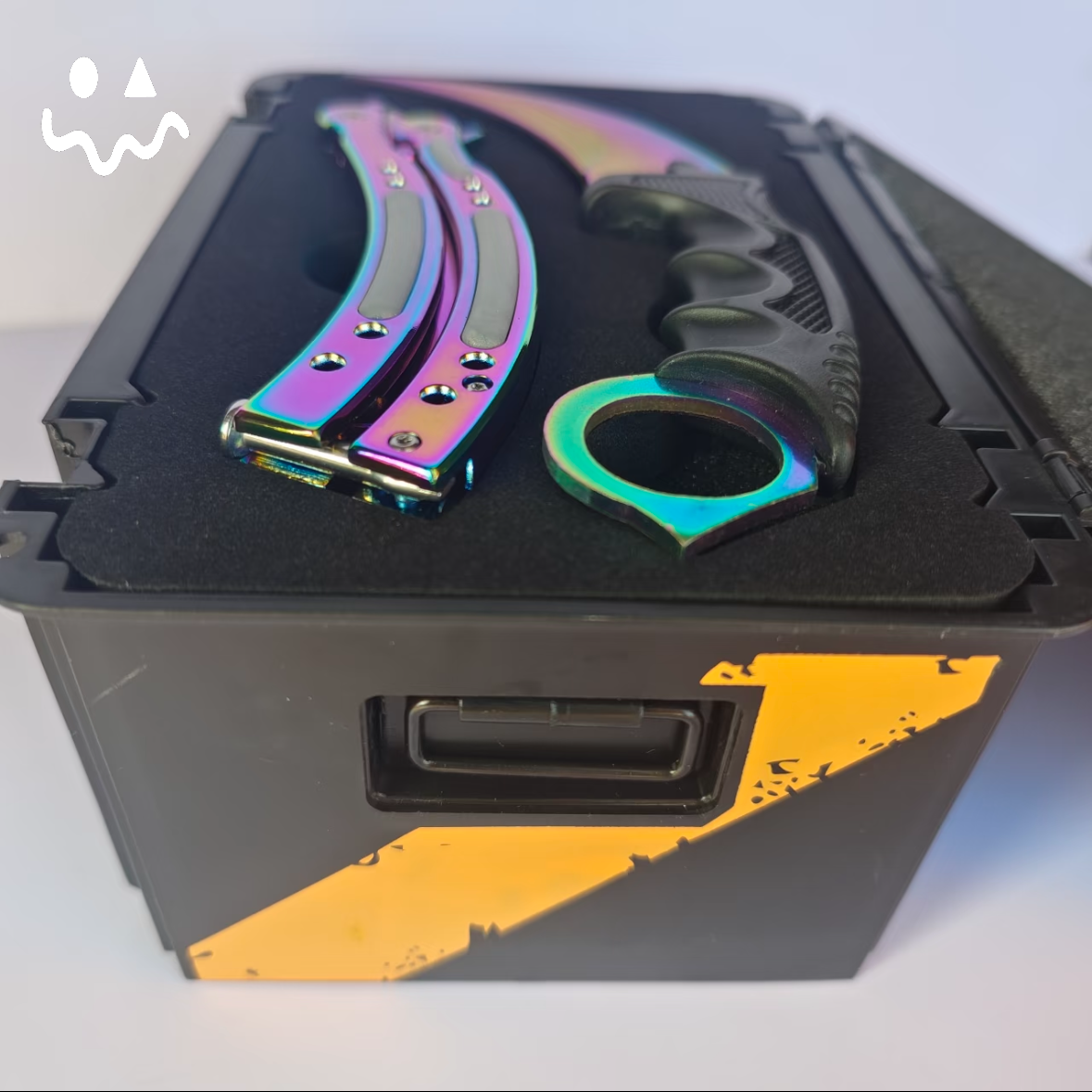 CS Balisong & Karambit Blunt Blade Trainer Metal Replica Black Gift Box