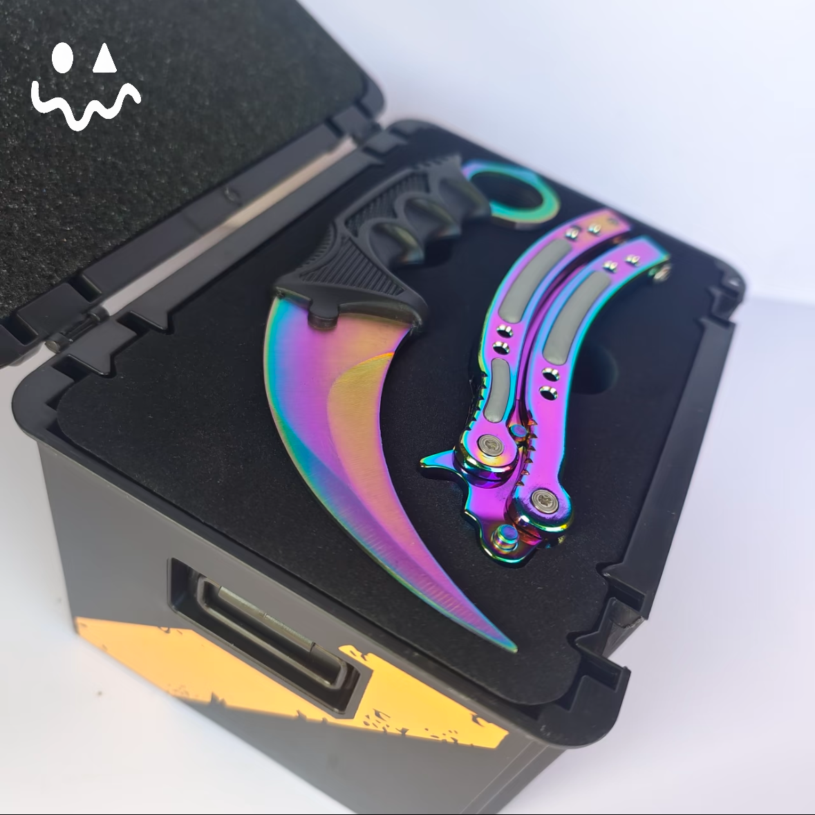 CS Balisong & Karambit Blunt Blade Trainer Metal Replica Black Gift Box