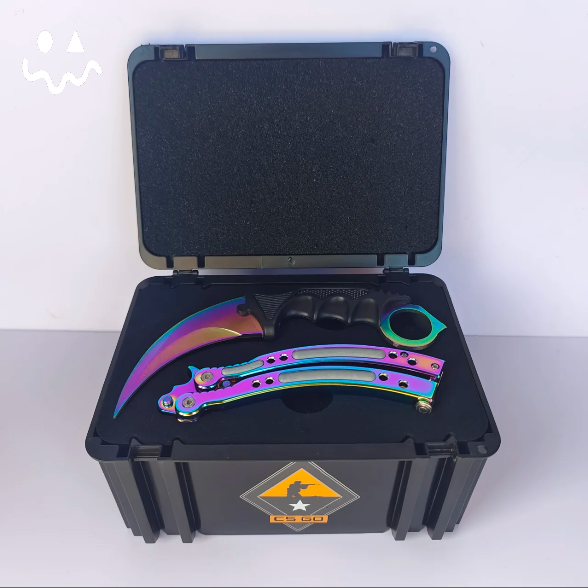 CS Balisong & Karambit Blunt Blade Trainer Metal Replica Black Gift Box