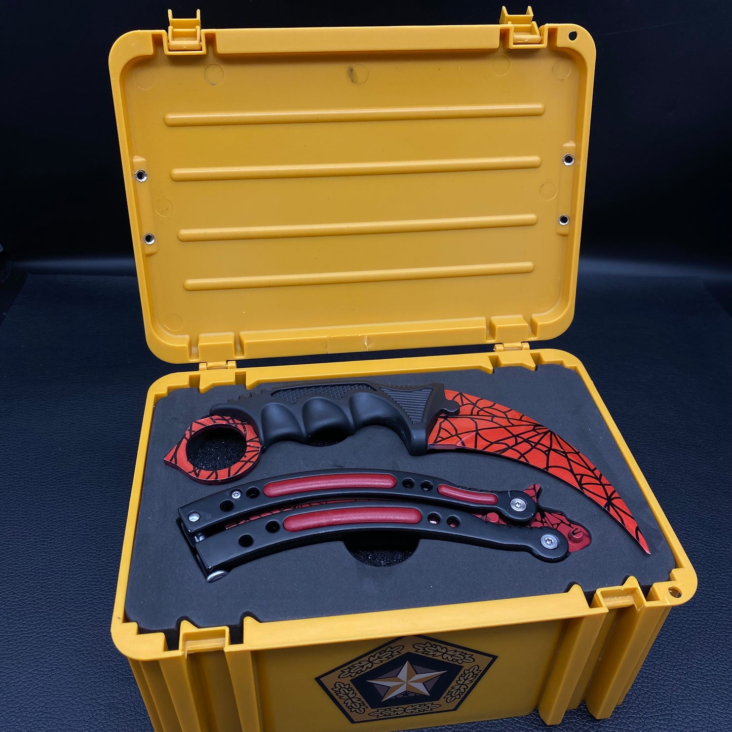 Crimson Web Butterfly Trainer Blunt Blade &amp; Karambit 2 in 1 Paket Geschenkbox