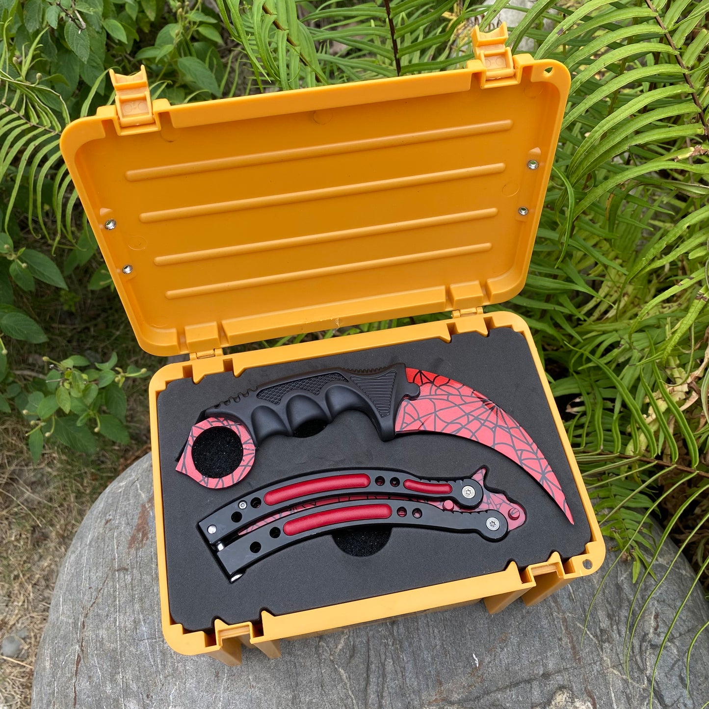 Crimson Web Butterfly Trainer Blunt Blade &amp; Karambit 2 in 1 Paket Geschenkbox