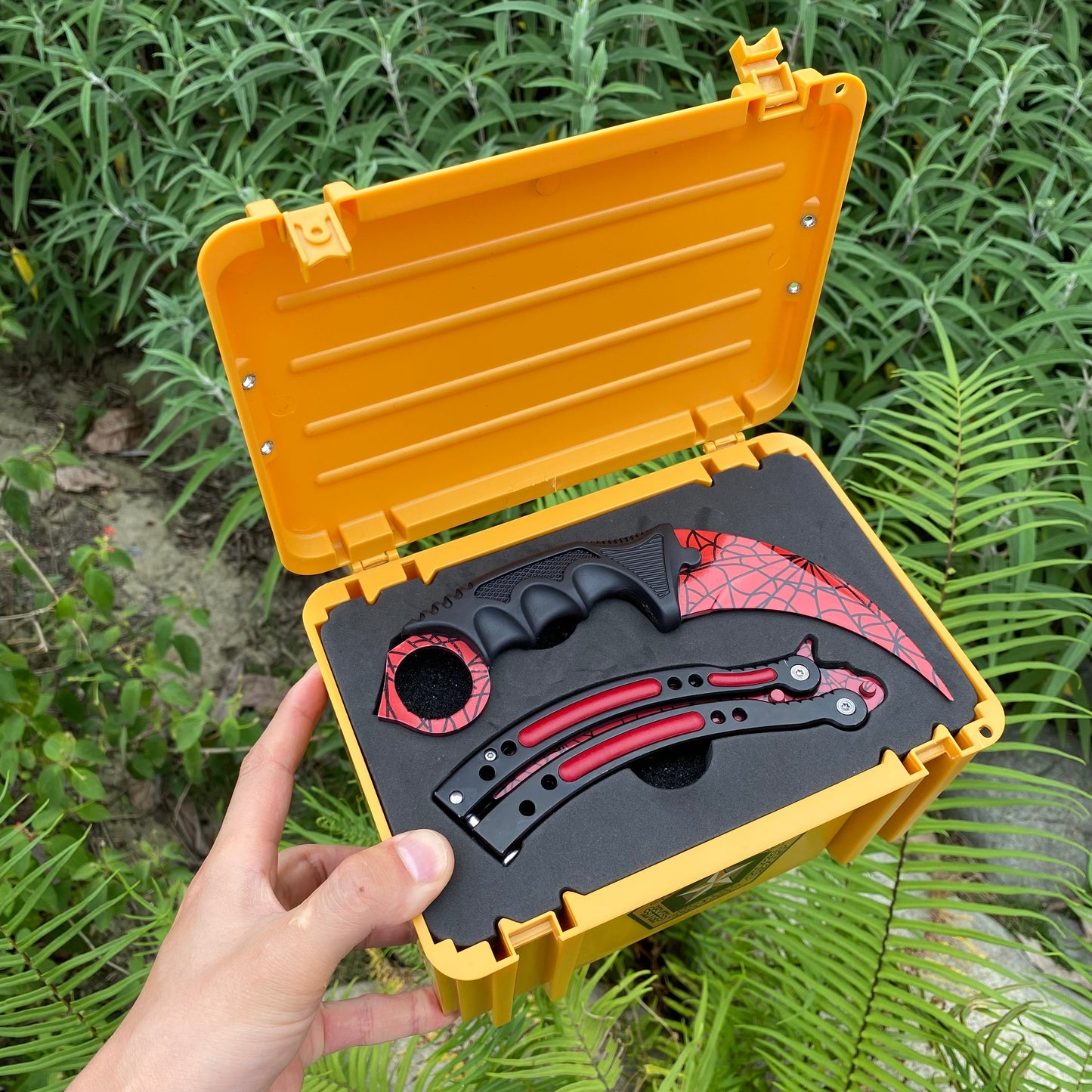 Crimson Web Butterfly Trainer Blunt Blade &amp; Karambit 2 in 1 Paket Geschenkbox