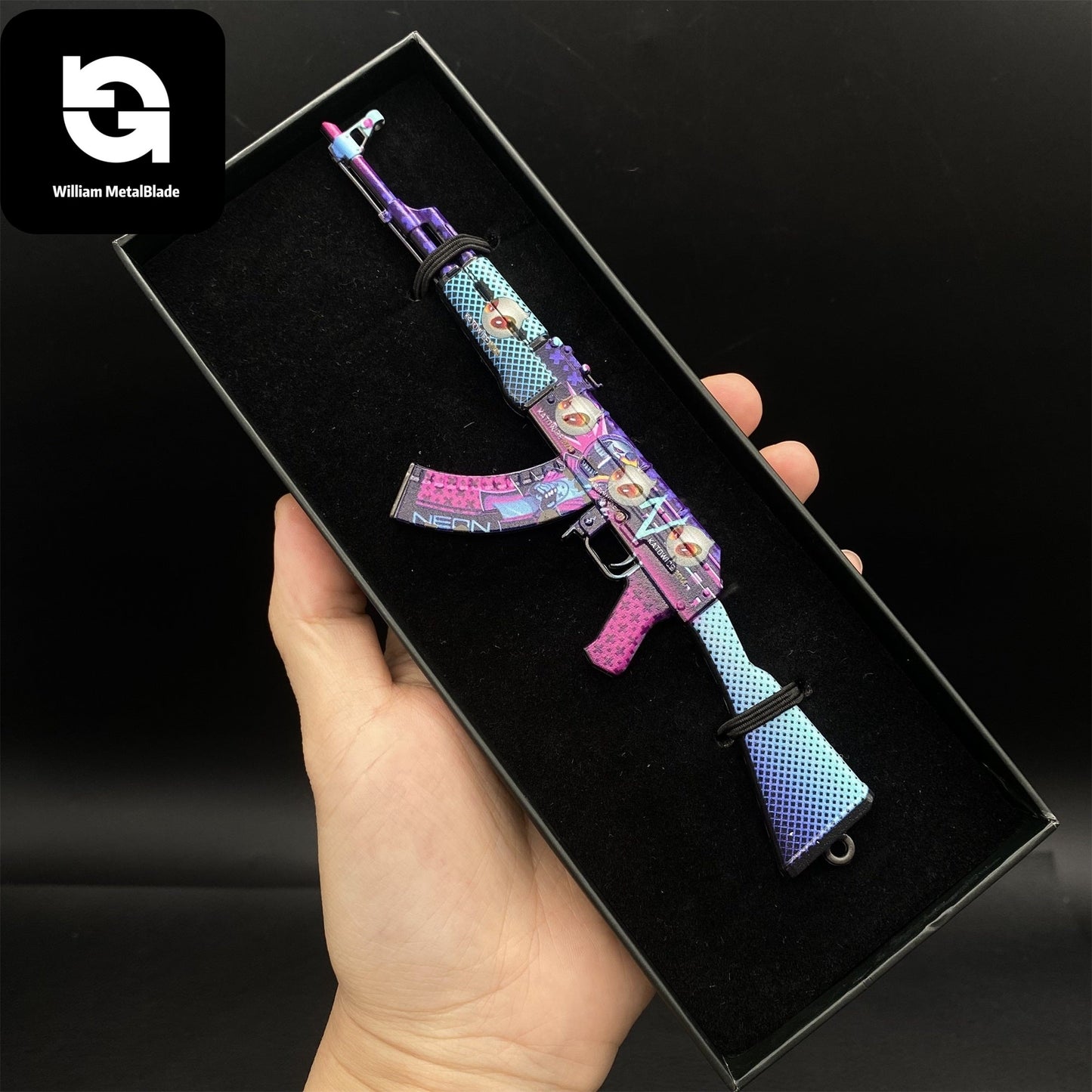 AK-47 Neon Rider Case Hardened And Vulcan Skin Gun Model  3 In 1 Pack