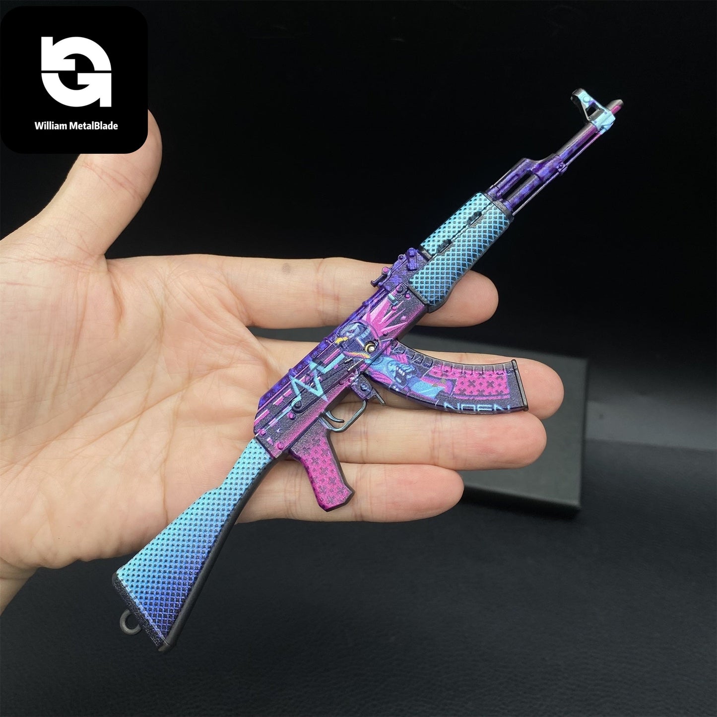 AK-47 Neon Rider Case Hardened And Vulcan Skin Gun Model  3 In 1 Pack