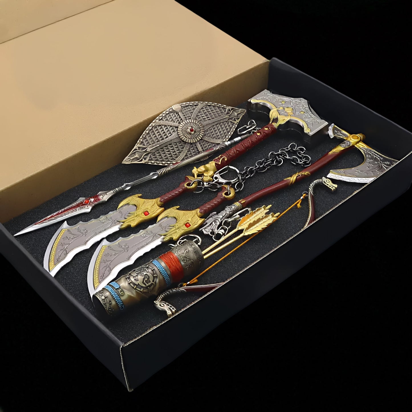Metal GOW Kratos Classical Weapon Miniatures Replica