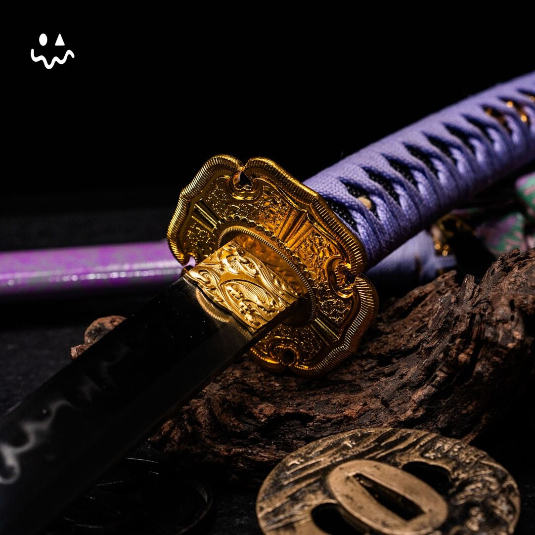 103cm/40.1" Handmade Purple Katana Samurai Sword Steel Blunt Blade