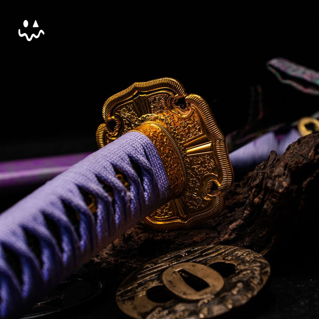 103cm/40.1" Handmade Purple Katana Samurai Sword Steel Blunt Blade