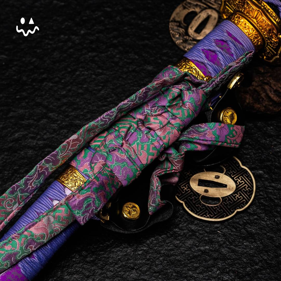 103cm/40.1" Handmade Purple Katana Samurai Sword Steel Blunt Blade