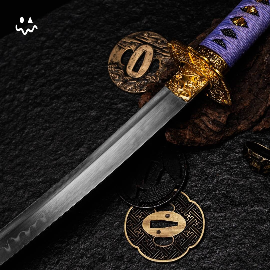103cm/40.1" Handmade Purple Katana Samurai Sword Steel Blunt Blade