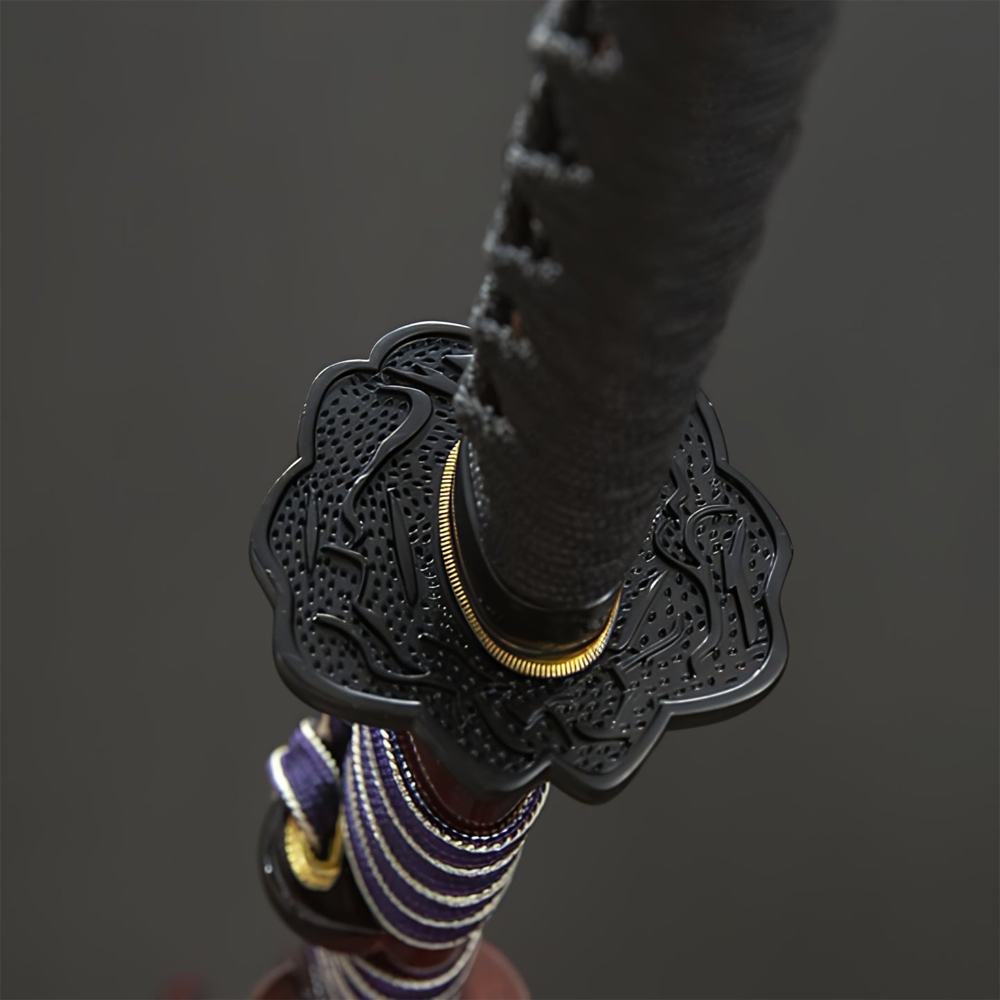 Longquan Sword Pattern Steel Blunt Blade Red Blood Katana Decoration