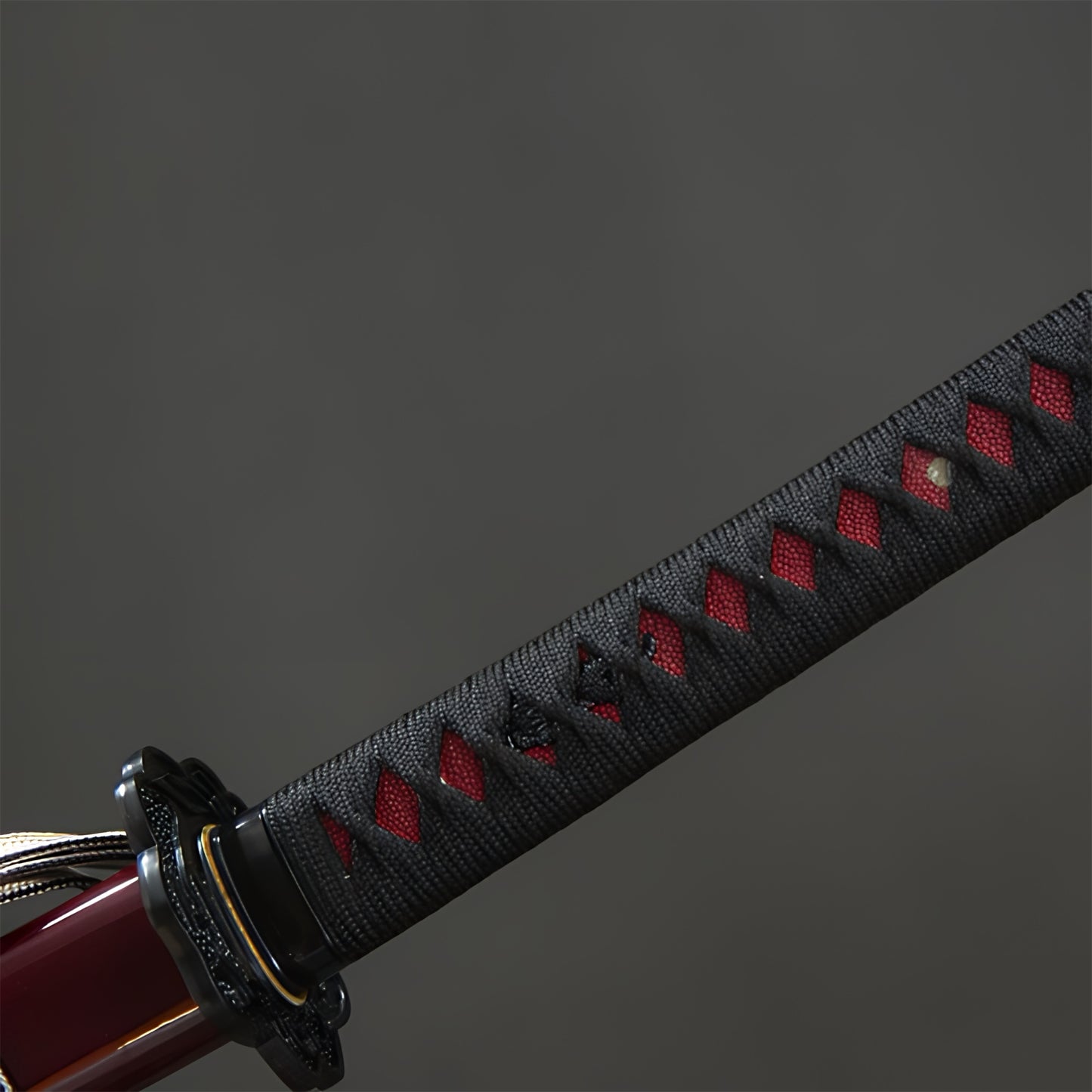 Longquan Sword Pattern Steel Blunt Blade Red Blood Katana Decoration
